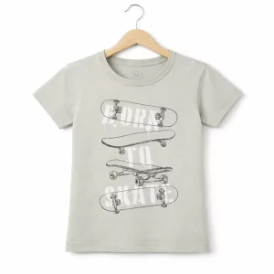 Gray children's t-shirt with skateboard print