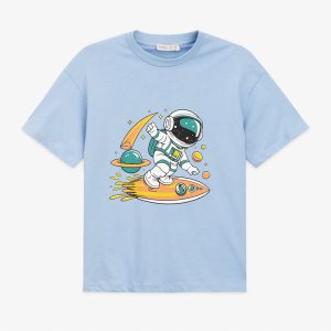 Blue children's T-shirt with astronaut print