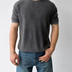 Graphite boiled cotton t-shirt